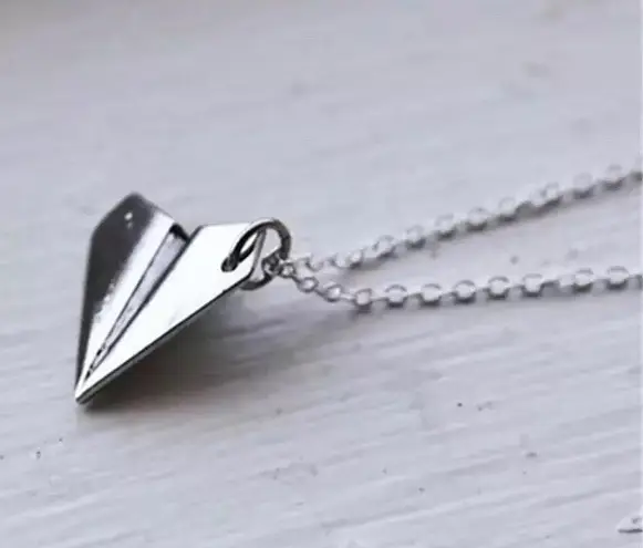 Lovely Paper Airplane Pendant Necklace Gray