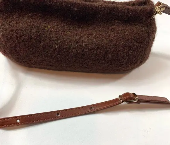 Vintage Brown Felted Wool Crossbody Bag