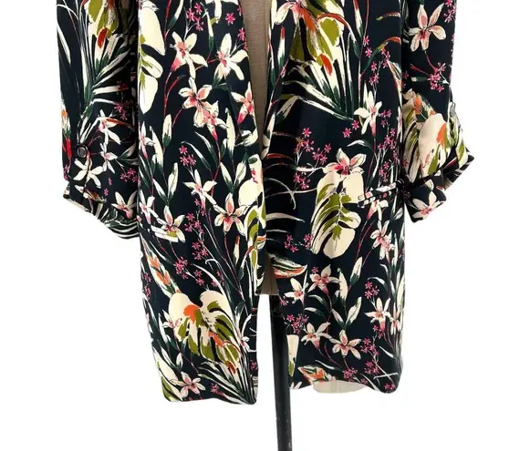 ZARA  Wild Willow Floral Satin Blazer 3/4 Length Sleeve Size Medium