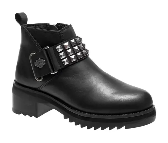Harley Davidson Women's Kemper Leather Studded Black Booties Size 8.5