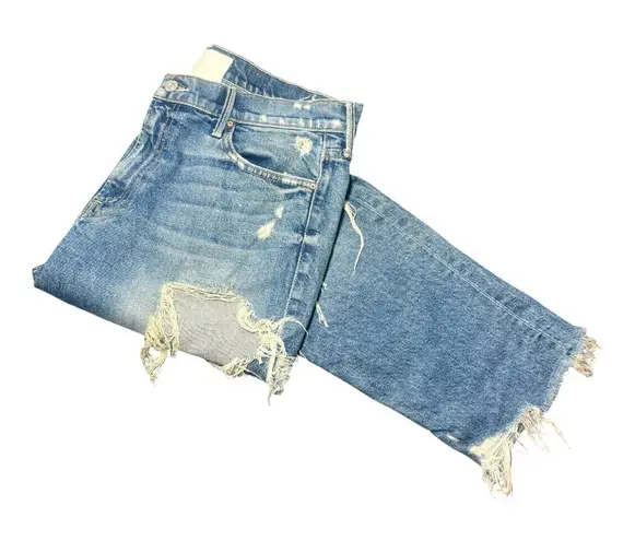 MOTHER The Sinner Distressed Ankle Jeans in Colour Ice Cream, You Scream Blue Size 31
