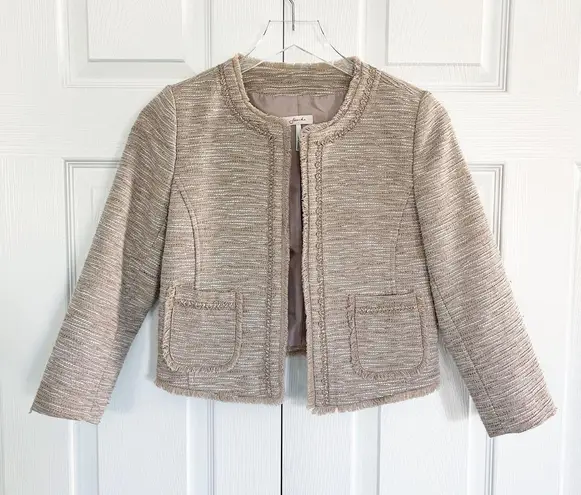 Frenchi Cream Boucle Gold Metallic Weave Blazer