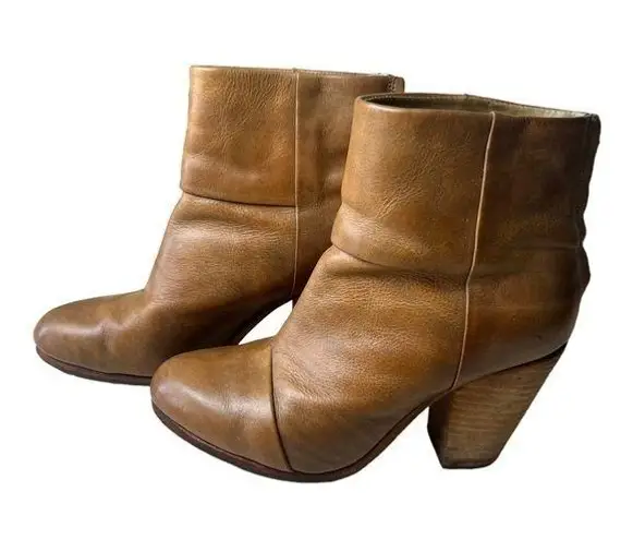 Rag and Bone  Newbury Camel Leather Newbury Ankle Booties Size 7