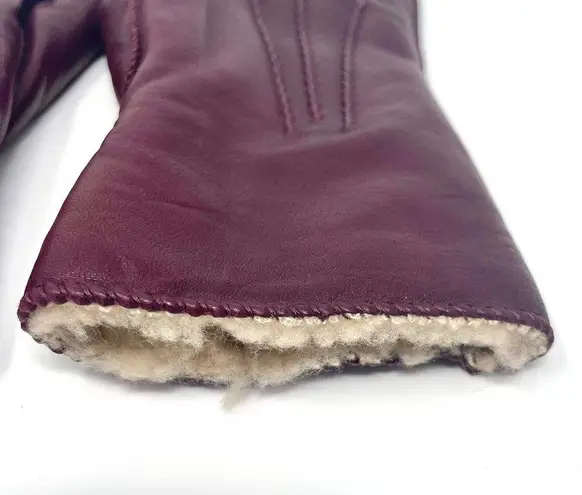 90s GRANDOE Vintage Red Tan Faux Sherpa Lined Gloves