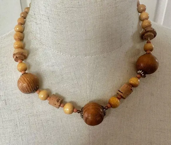 Brown and tan cork beaded necklace