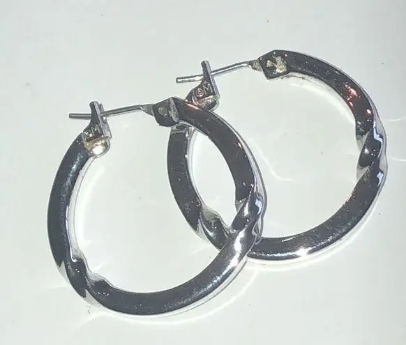 Monet  Vintage Silver Tone Twisted Hoop Classic Boho Pierced Earrings