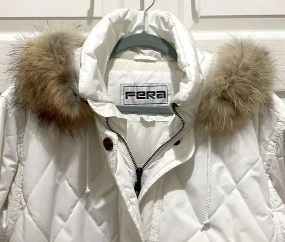 FERA White Puffer Faux Fur Zip Up Ski Parka Size 10