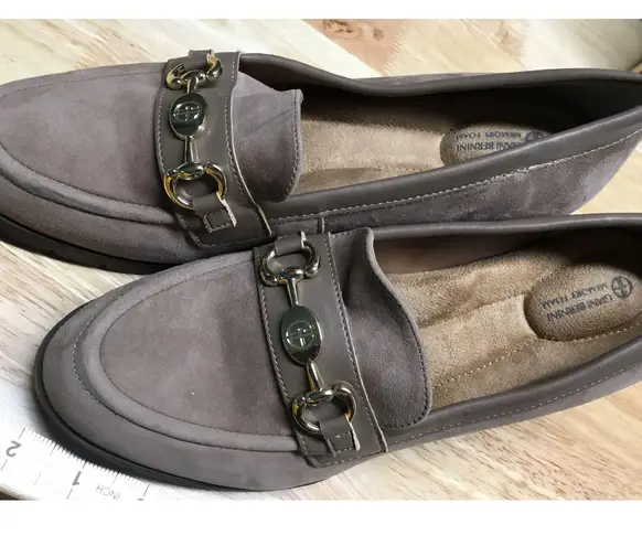 Giani Bernini Porshaa Pumps Loafers Women's 9.5 Brown Suede Slip-On Block Heel