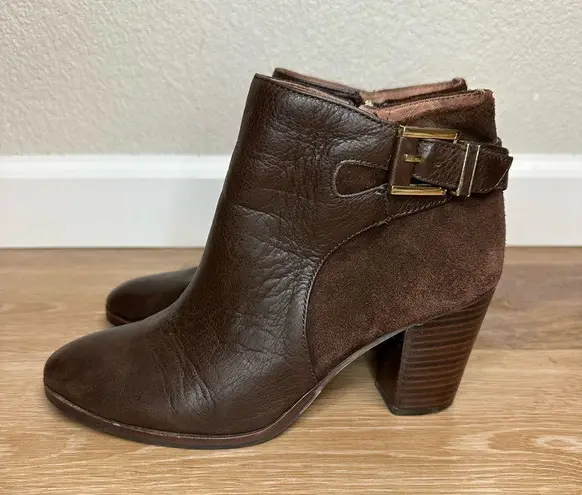 Louise et Cie  Brown Leather Suede Lo-vasca Heeled Ankle Booties