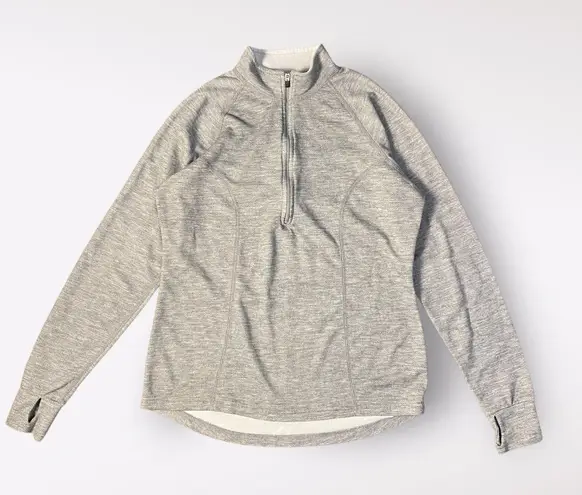 L.L. Bean Vintage Gray Womens Quarter Zip Pull Over Long Sleeve Top Size S