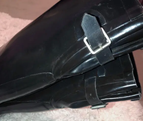 Shoes8teen Rubber Black Buckle Rain Boots Size 6