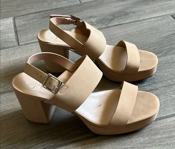 Tan Minimalist Sandals with Ankle Strap Size 6.5