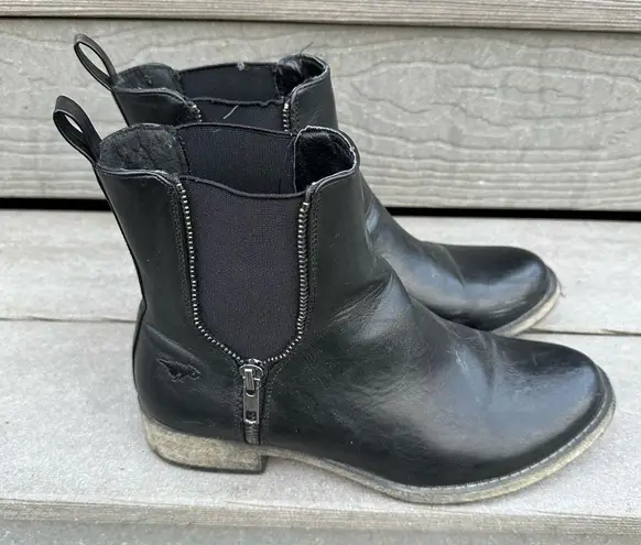 Rocket Dog Black Faux Leather Synthetic Casual Ankle Boots w/ Zipper Elastic