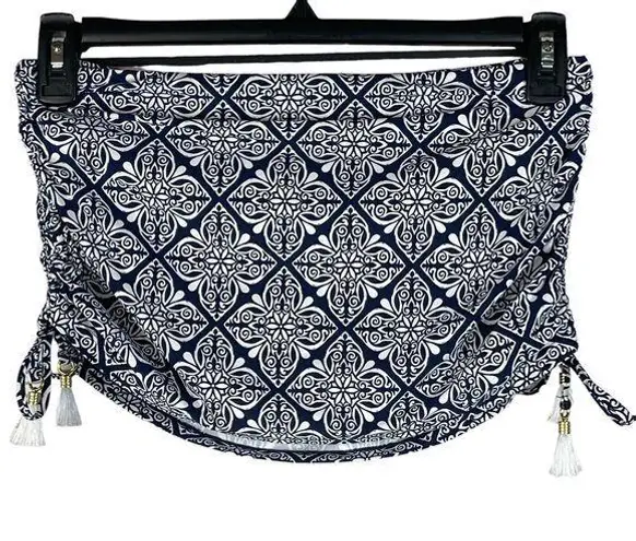 La Blanca SZ 4 Swim Skirt Side Shirred Indigo Mandala Quick Drying Navy Blue New