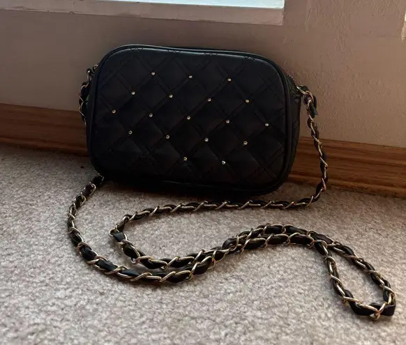 Gina Concepts Small Black Quilted Crossbody Purse With Chain Strap