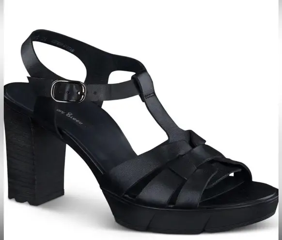 Paul Green Women’s Platform Raveel Black Strappy Sandals 7.5 US 10 Chunky Heel
