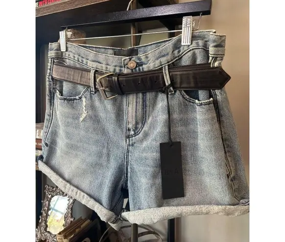 RTA Pierce Belted Denim Short Clean Blue Womens Size 26