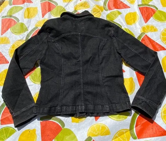 Vtg Kikit Jeans Washed out black denim jean jacket Size M
