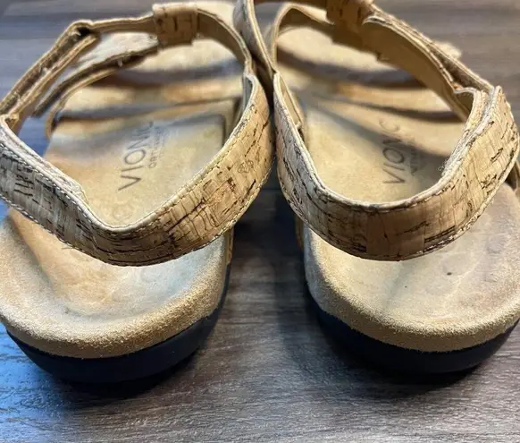 Vionic Amber Adjustable Sandal Womens 7 Gold Cork Orthotic Comfort Sandals EU 38