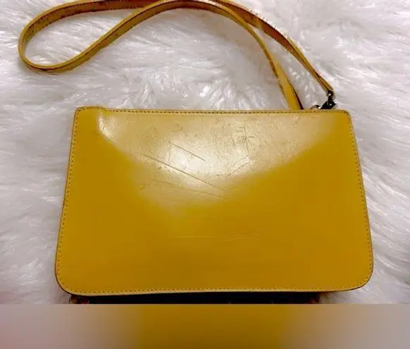Furla Yellow Leather Clutch Wristlet Bag 9” X 5.5” Approximately