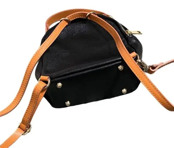 Divina Firenze black Pebbled Leather Convertible Top Handle Backpack Crossbody