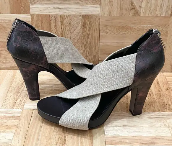 DONALD J PLINER “Val” Criss Cross Canvas High Heels Sandals Size 7.5