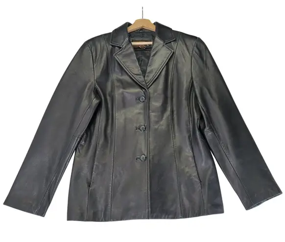 Siena Black Leather Jacket Women's Size 12 Biker Moto