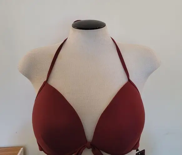 NWT! Shekini Vintage Maroon Tringle Bikini Top XL Red