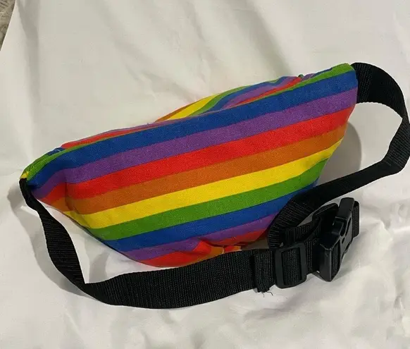 Rainbow stripped pride flag parade June festive vacation beach travel fanny pack