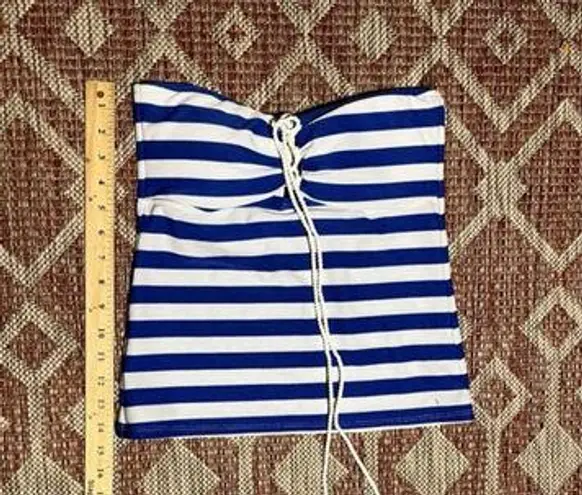 Ralph Lauren  Y2K Style Nautical Striped Lace-Up Bandeau Tankini Top Size Medium