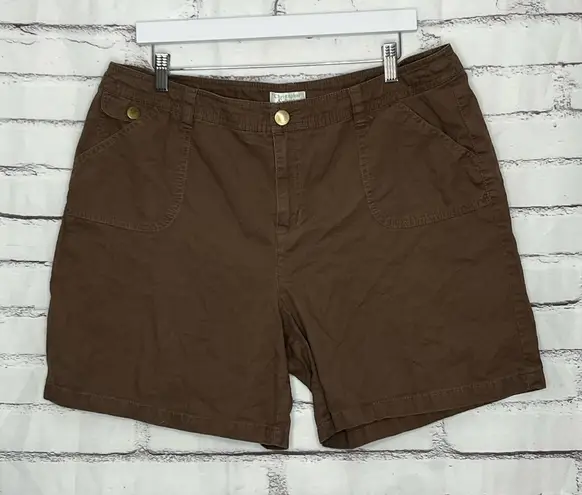 Christopher & Banks Brown Utility Cargo Shorts Women’s 16 Mid Rise 100% Cotton