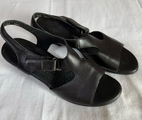SAS 9.5S Suntimer Black Sandals Open Toe Tri Pad Comfort Shoes USA Heel Strap Size 9.5