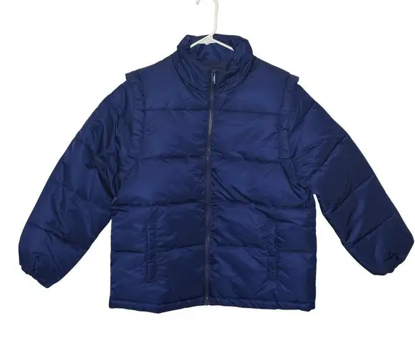 We Wore What Zip Off Sleeve Puffer Navy Jacket Womens Size Extra Small