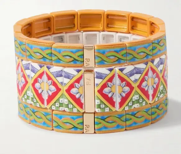 Nwot Roxanne assoulin Geometric Stretch Bracelet set of three Orange