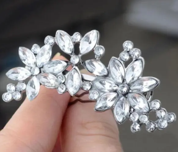Crystal Hair Barrette Clip Wedding Prom Hair New White
