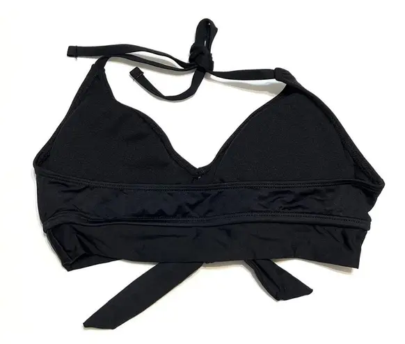 Kona Sol Tie Front Halter Bralette Bikini Top Black NWOT S