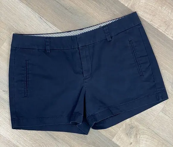 Stylus Mid Rise Twill Chino Shorts Navy Blue 6 Blue