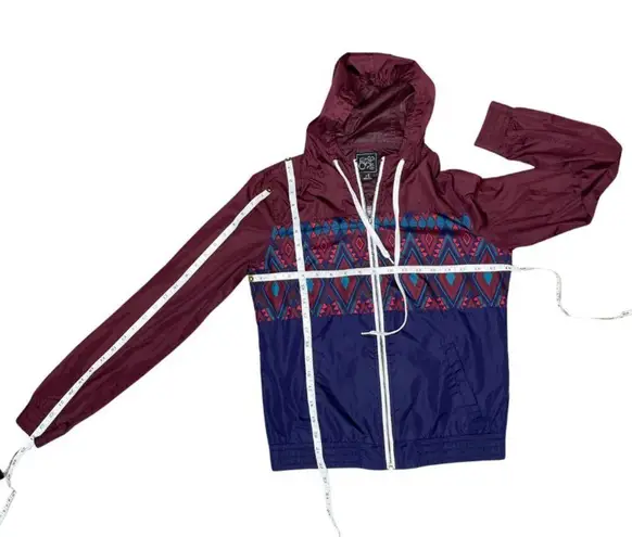 Empyre Women's Aztec Colorblock Hooded Y2K Vintage Windbreaker Jacket Sz Medium Purple