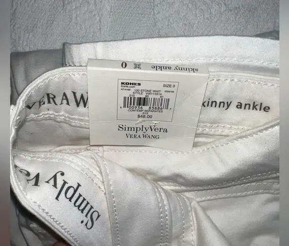 Simply Vera, Vera Wang Simply Vera Vera Wang Women’s Skinny Ankle Jeans - White (Size 0)