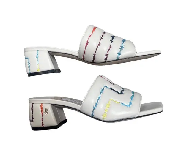 Jimmy Choo New White Themis Quilted Mules with Elegant Design 7.5