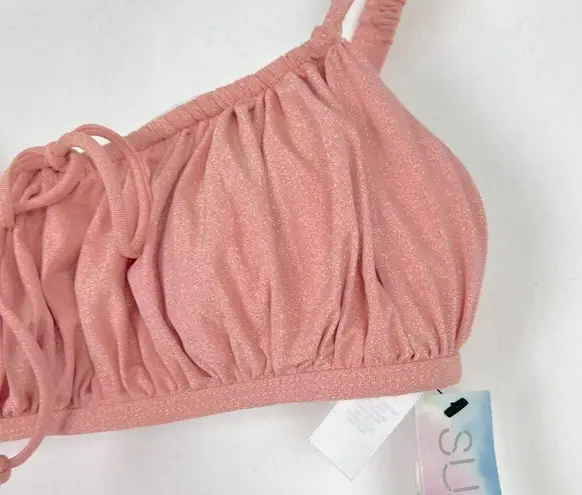 NWT Sundazed Ledia Metallic Shirred Bikini Top Rosegold Pink Size 34B/C Cup NEW