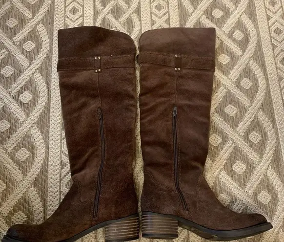 Arturo Chiang  Brown Suede Over the Knee Boots At-Sharin 6