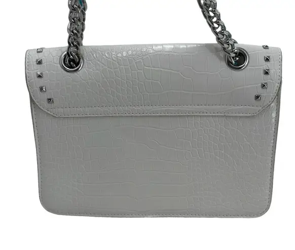 Badgley Mischka  Crossbody/Shoulder Chain White Vegan Leather Studded Croco Bag