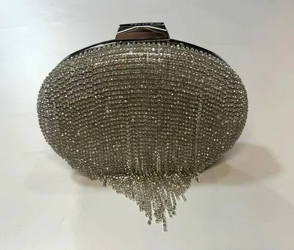 Olga Berg Bria Crystal Fringe Clutch