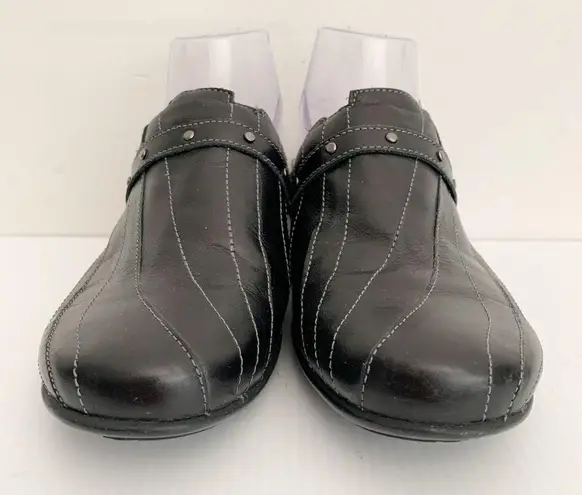 EUC NAOT Vision Black Leather Madras Mules Comfort Shoes Size EU 40 US 9