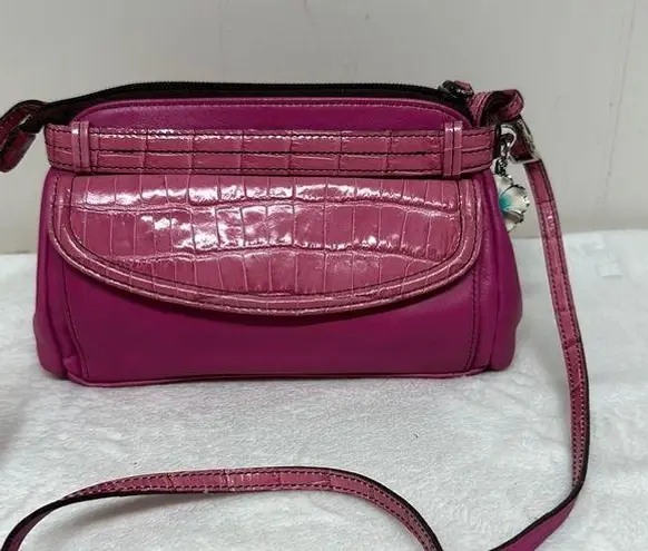 Brighton Beautiful Pink leather crossbody bag with bag charms