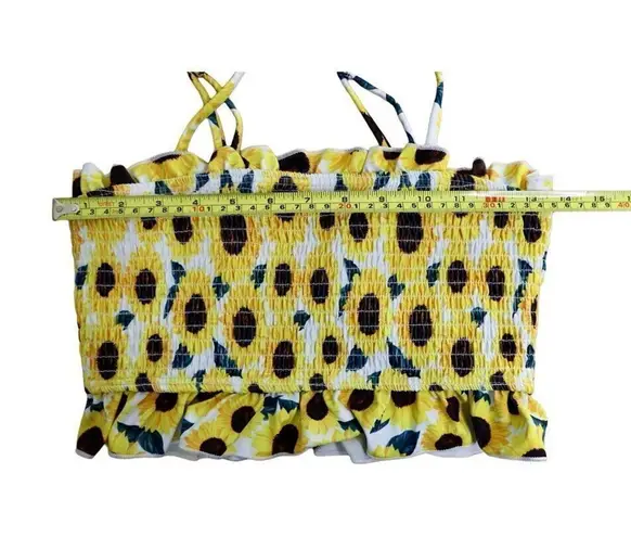 Juniors Sunflower Yellow Smocked Tube Top SMALL Vacation Summer Beach Casual Size undefined