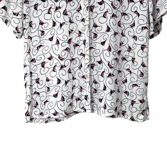 Pendleton White Sailboat Button Down Skirt and Blouse SET Women’s Size Large VTG