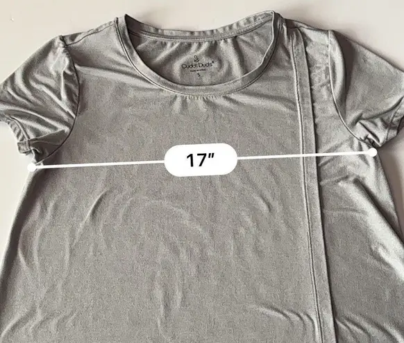 Cuddl Duds Women's Gray Short Sleeve Shirt Size Small Asymmetrical Hem Soft