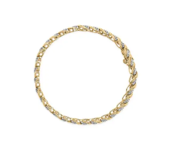 Brilliance Haus of  10k Yellow Gold 1 Cttw Round-Cut & Baguette-Cut Bracelet